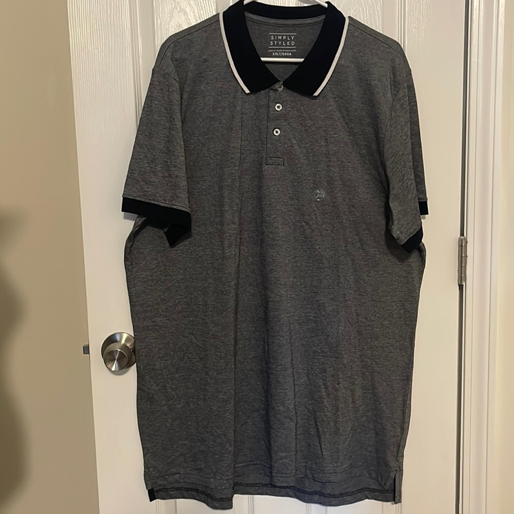 Simply Styled Polo Shirt Men’s Size XXLT/EEGA Gray and Dark Blue.